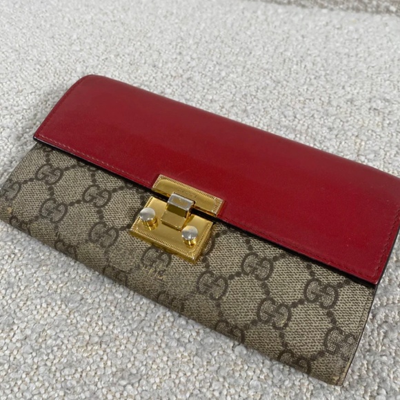 Pre-Owned GUCCI GG Supreme Monogram Moon Calfskin Padlock Continental Wallet - Picture 3 of 16